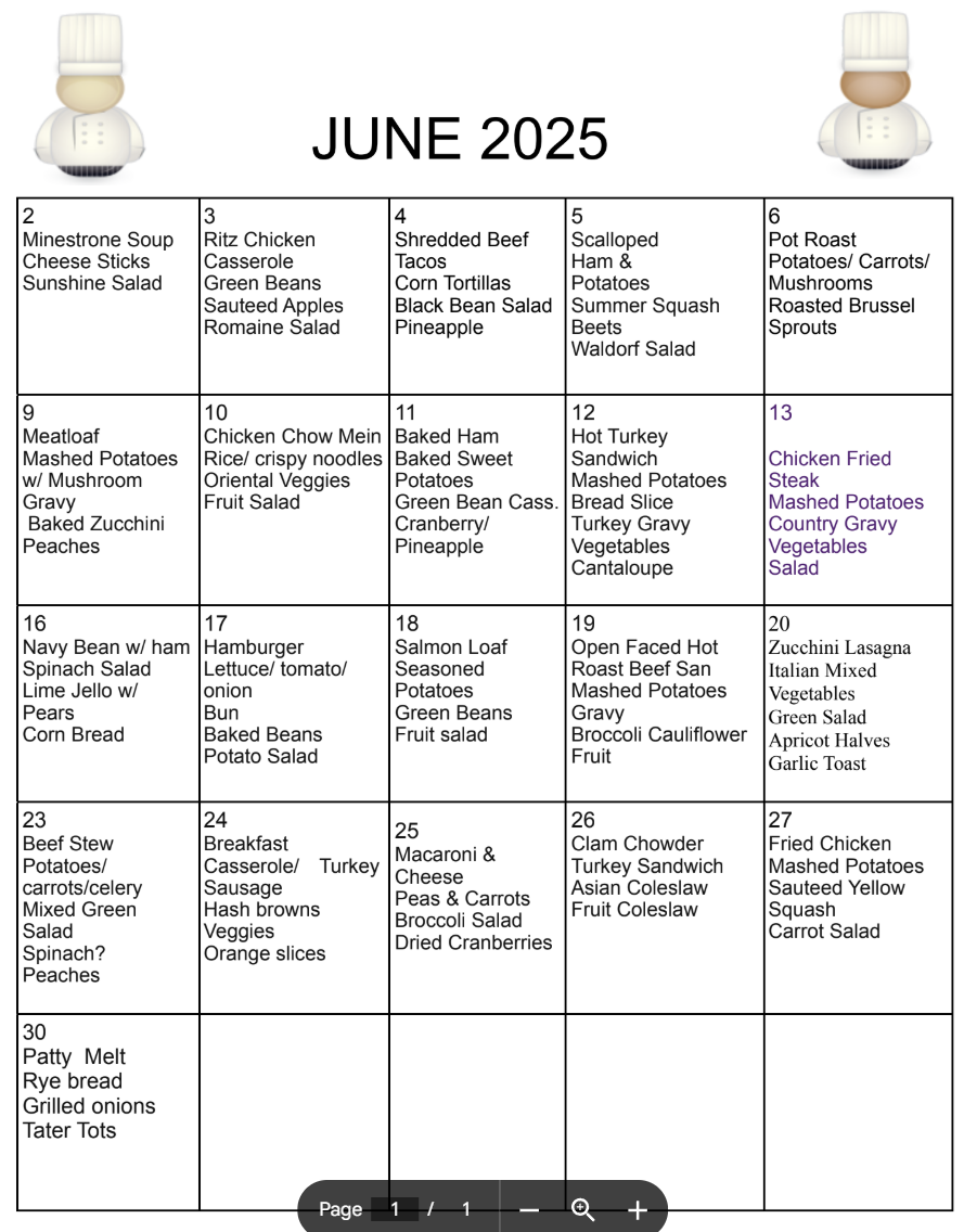 menu